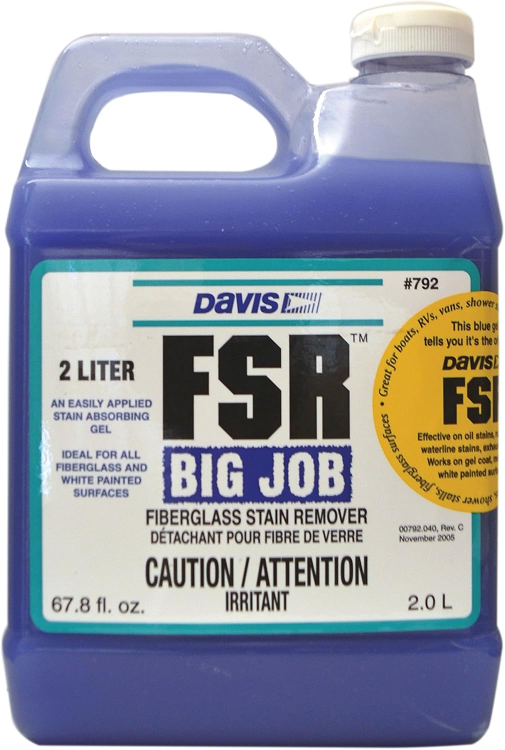 FSR Davis Fiberglass Stain Remover , 2 Liters - 792 67.6 Fl Oz (Pack of 1)