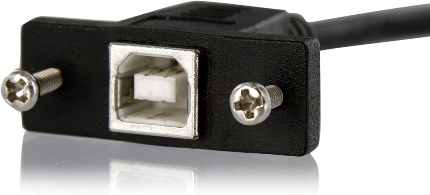 StarTech.com 1 ft Panel Mount USB Cable B to B - F/M - USB Type B (F) to USB Type B (M) - USB 2.0 - Molded Hood
