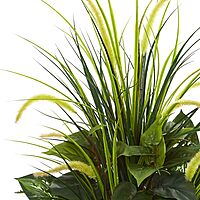 Nearly Natural Artificial White Mixed River Fern and Dogtail Plant, Tower Planter, Green,26"Dx26"Wx48"H