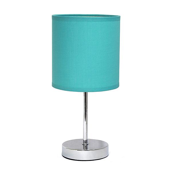 Simple Designs Chrome Mini Basic Table Lamp with Fabric Shade