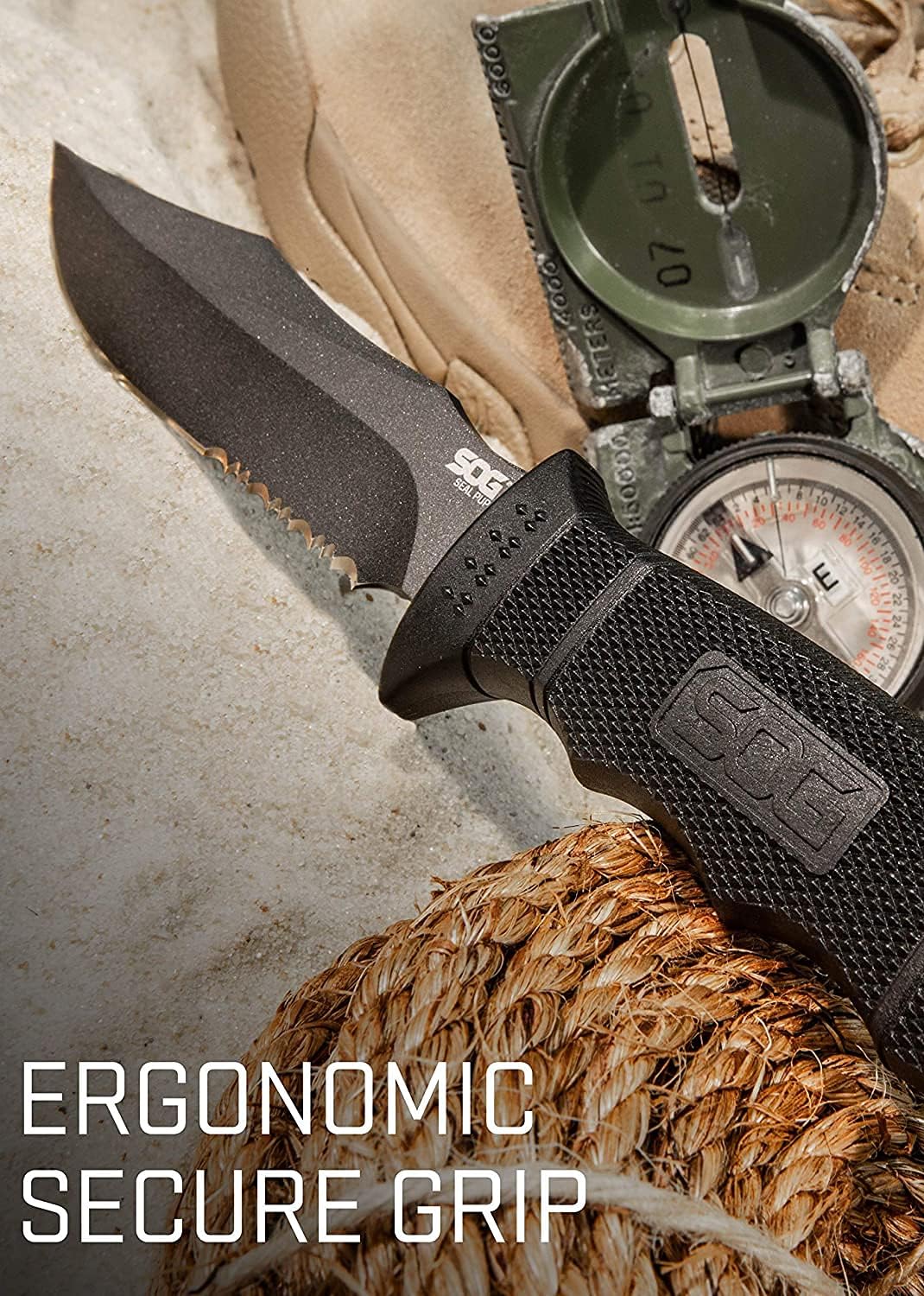 SOG Fixed Blade Knives with Sheath - SEAL Pup Tactical Knife, Survival Knife and Hunting Knife w/ 4.75 Inch Blade and Knife