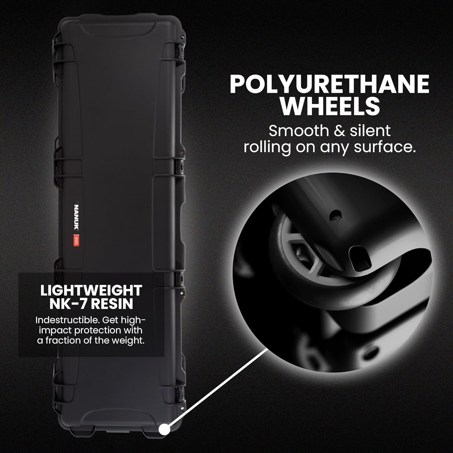 NANUK 995 Long Professional Waterproof Crushproof Hard Case with Wheels & Foam