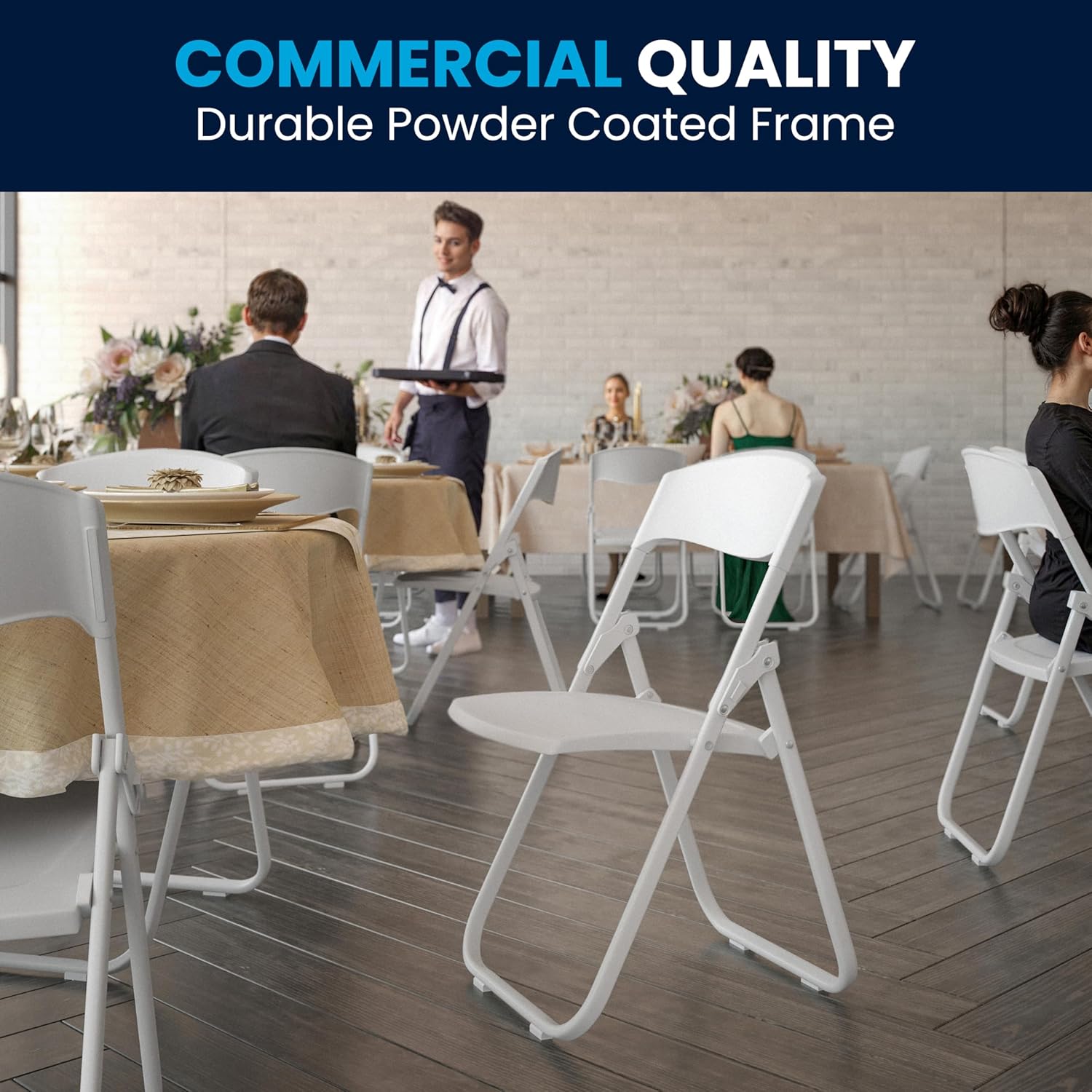 Flash Furniture HERCULES Series 500 lb. Capacity Heavy Duty Plastic Folding Chair with Built-in Ganging Brackets
