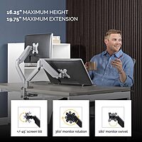 Fellowes Platinum Series Monitor Arm for 40-Inch Monitors, Full Motion, VESA Mount, USB Ports, Ergonomic