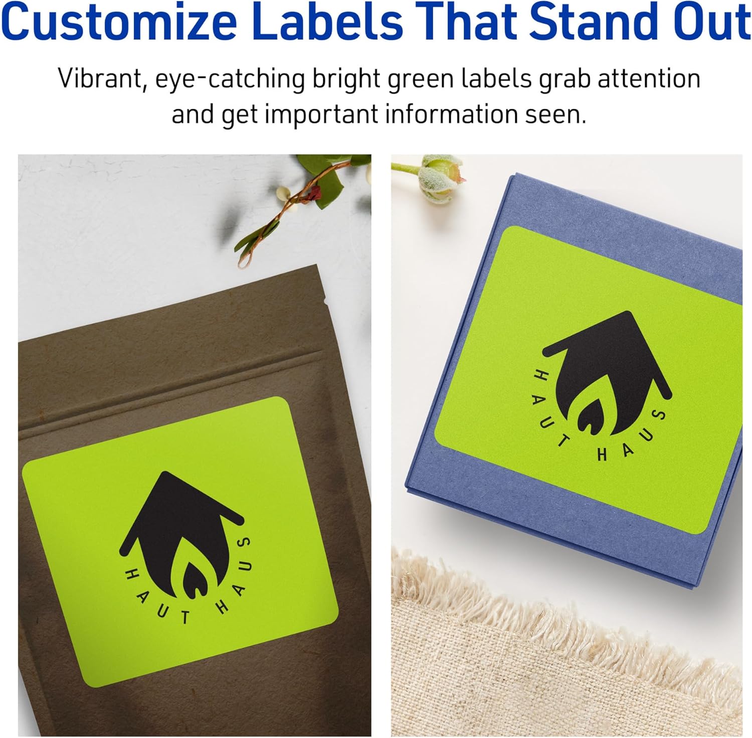 Avery Printable Rectangle Labels, Sure Feed Technology, 3-1/3" x 4", Bright Green, Laser/Inkjet Printable