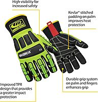 Ansell RINGERS R-297G Heavy Duty Industrial Padded Impact Protection Gloves