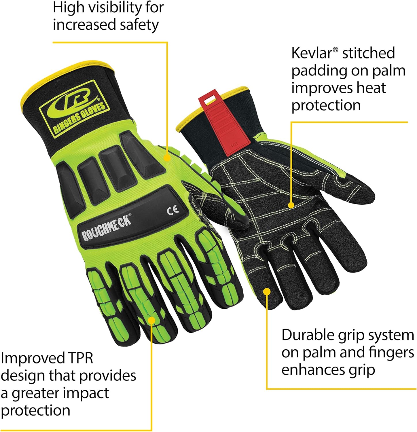Ansell RINGERS R-297G Heavy Duty Industrial Padded Impact Protection Gloves
