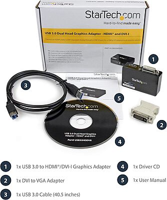StarTech.com USB 3.0 to HDMI / DVI Adapter - 2048x1152 - External Video & Graphics Card
