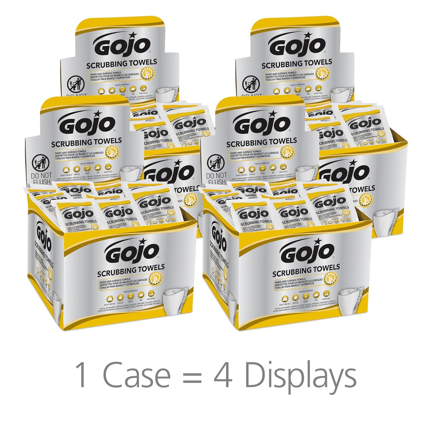 GOJO Scrubbing Towels, Citrus Scent, 80 Count Individually Wrapped Extra-Large Textured Wet Towels in a Counter Display Box