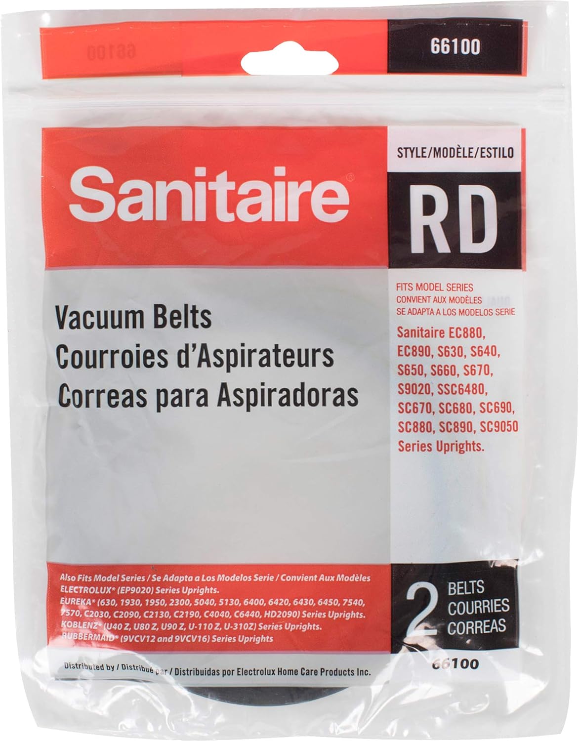Sanitaire Replacement Belt For Upright Vacuum Cleaner, Rd Style, 2/pack