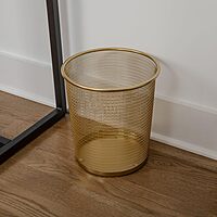Martha Stewart Ryder Mesh Metal Trash Can, 4.5 Gallon, Gold