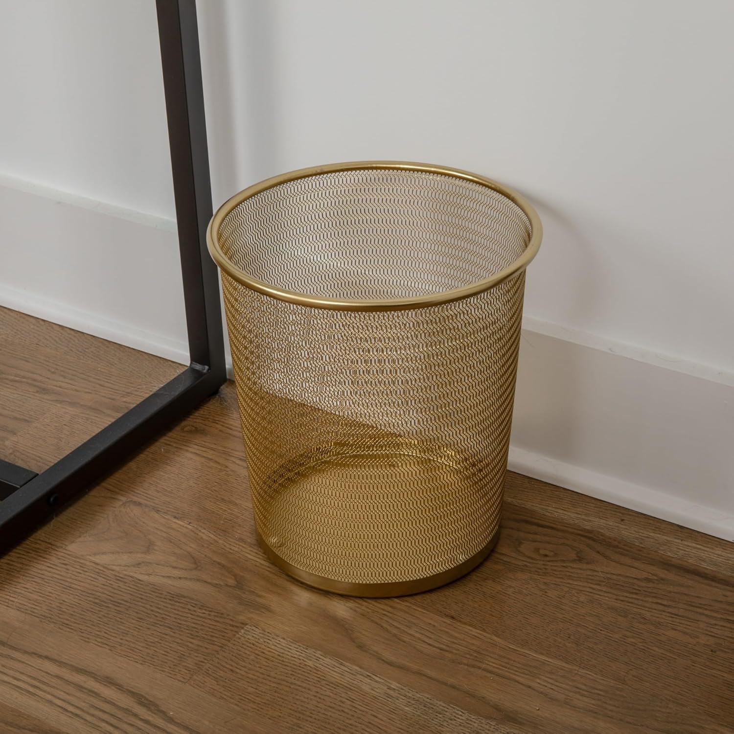 Martha Stewart Ryder Mesh Metal Trash Can, 4.5 Gallon, Gold