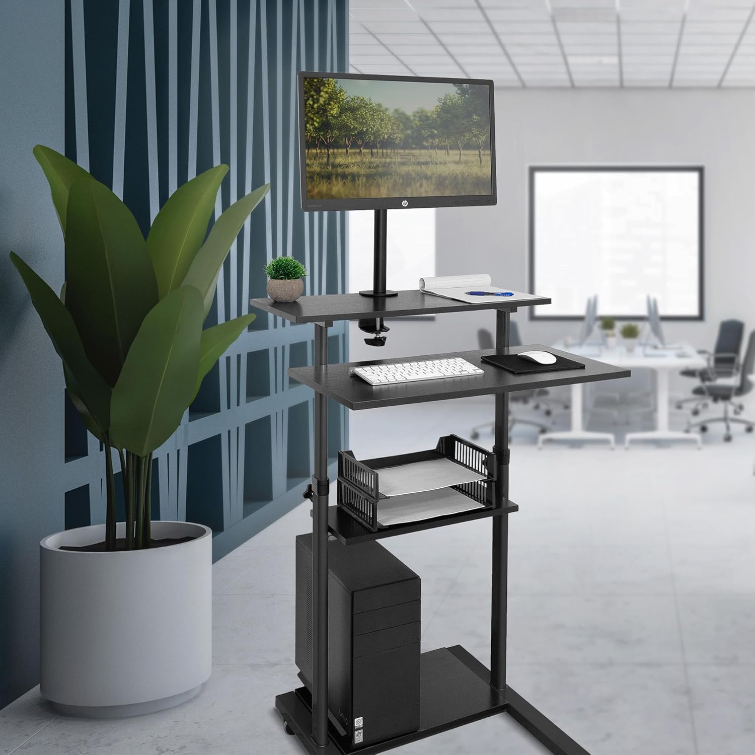 Mount-It! Mobile Computer Cart with Monitor Mount for Screen up to 32", Portable Desk on Wheels