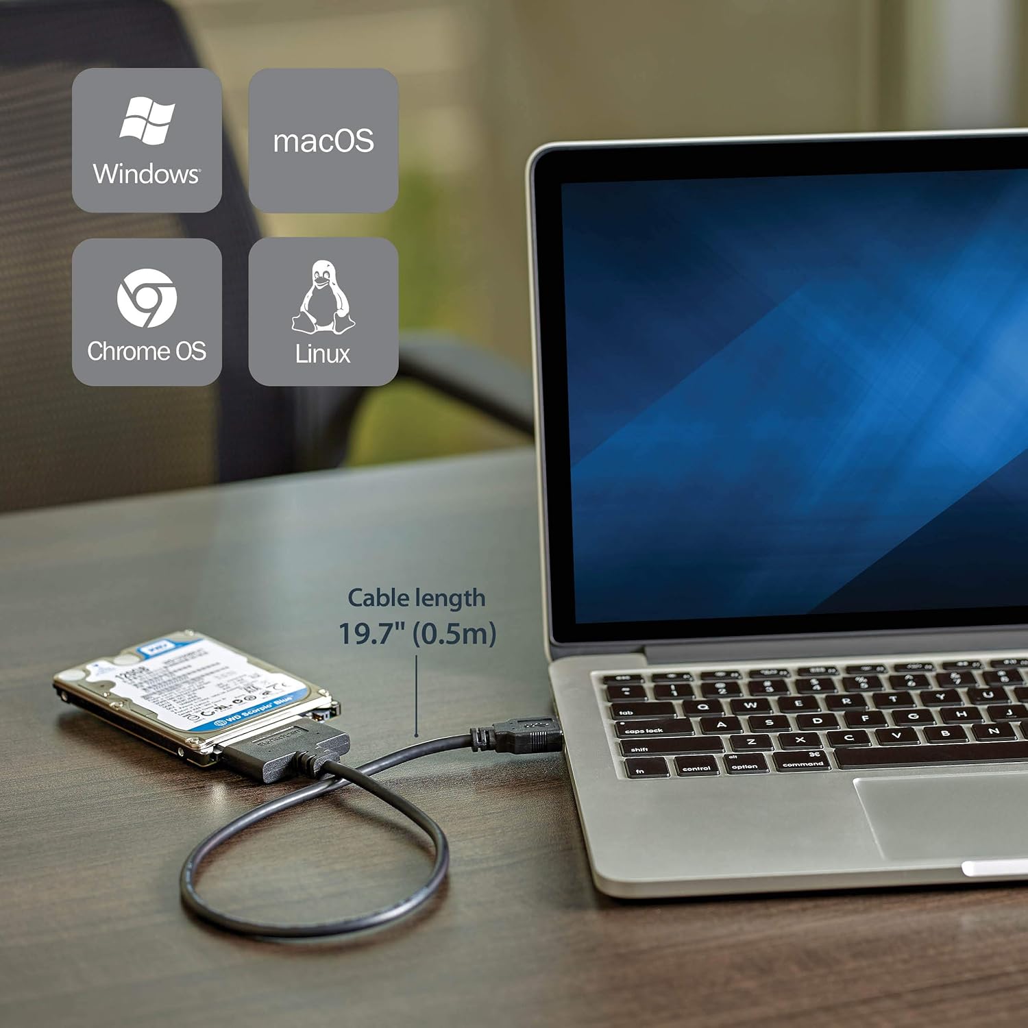 StarTech.com SATA to USB Adapter Cable for 2.5" SATA SSD/HDD - UASP, Bus-Powered