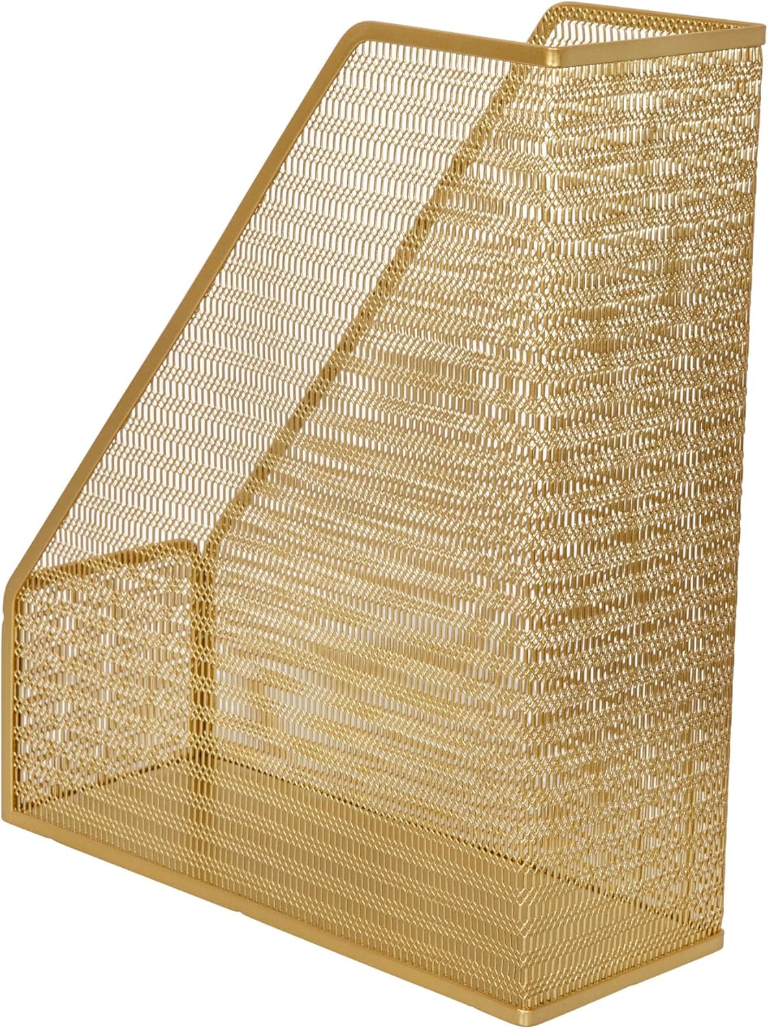Martha Stewart Ryder Mesh Metal Single-Slot Magazine File Holder Desktop Organizer, 11-1/2inH x 3-3/4inW x 9-3/4inD, Gold