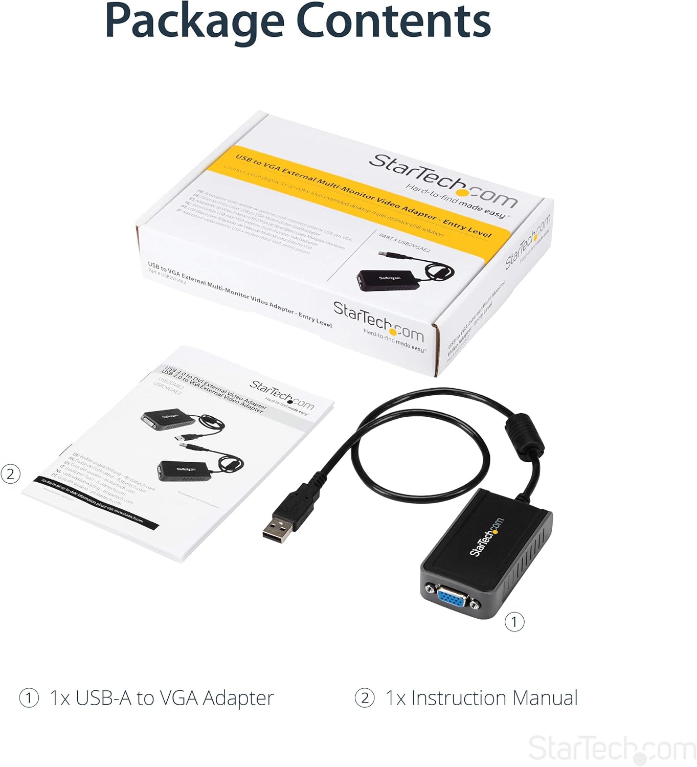 StarTech.com USB 2.0 to VGA Adapter, USB to VGA External Video Adapter for Windows