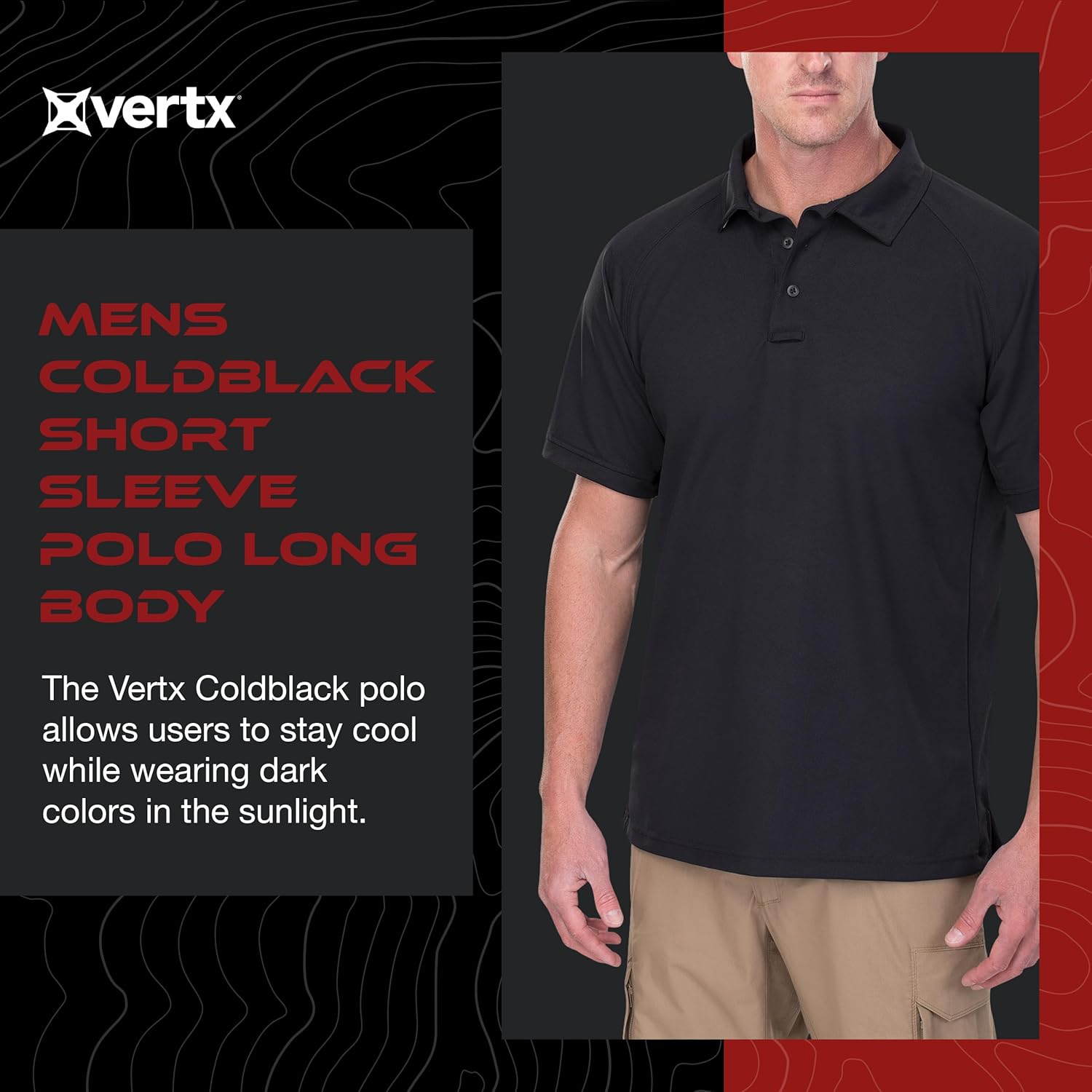 VERTX Men's Tactical Polo Shirt with Coldblack Technology