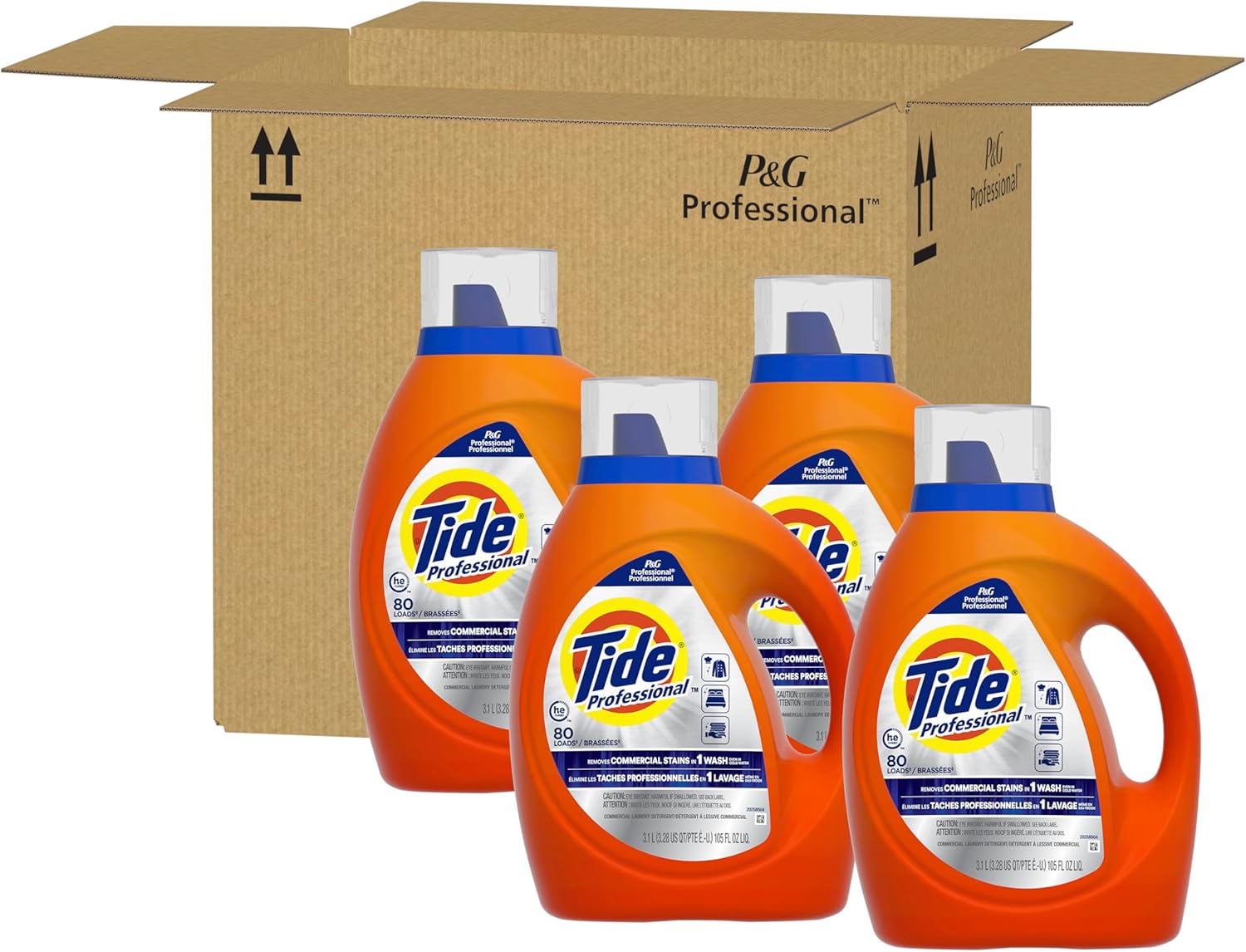 Tide Professional Commercial Liquid Laundry Detergent, Floral, 105 Fl oz, 80 Loads (4-Pack)