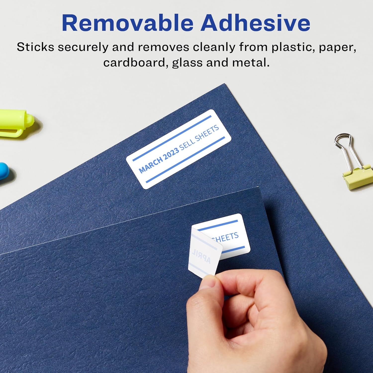 Avery Matte White Removable Rectangle Labels, Sure Feed Technology