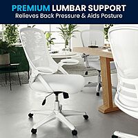 Flash Furniture Porter High-Back Mesh Ergonomic Swivel Office Chair with Adjustable Lumbar Support and Flip-Up Armrests