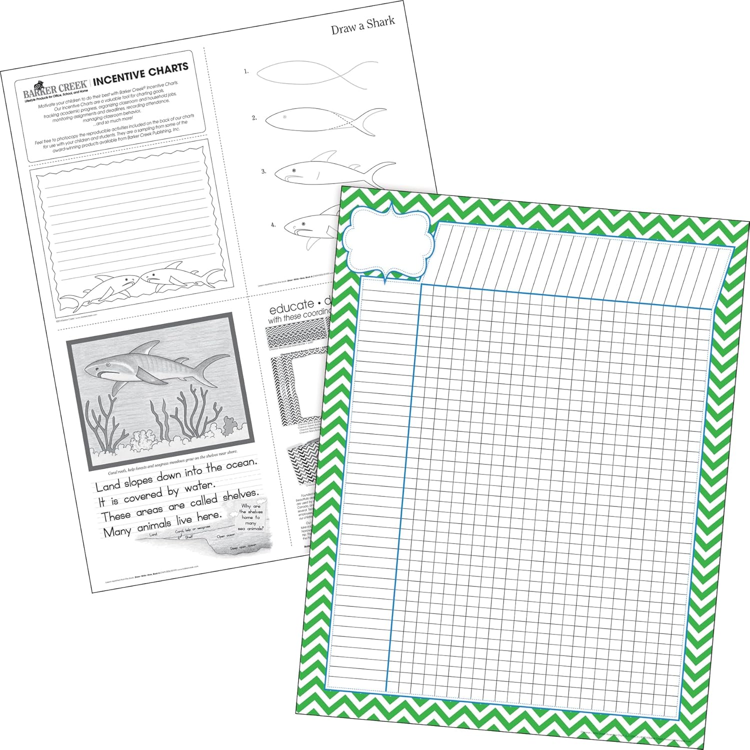 BARKER CREEK Incentive Chart Set of 4, Chevron, 17 x 22