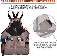 Ergodyne - 13696 Arsenal 5705 Full Length Tool Work Apron, 13-Pockets, Gray