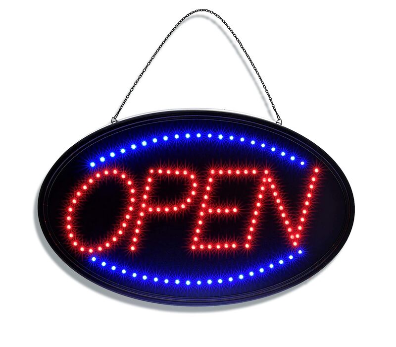 Alpine Led Open Signs for Business Window - Flashing & Stable Bright High Visibility Lighted Open Led Sign, Electric Store Open Sign to Hang in Store, Restaurant, Bar, Barber Shop (Oval, 23" X 14")