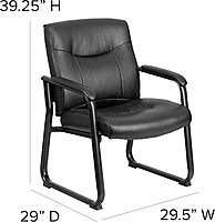 Flash Furniture Hercules Series Big & Tall LeatherSoft Executive Side Reception Chair, Padded Lobby Chair with 500-lb. Static Weight Capacity, Black