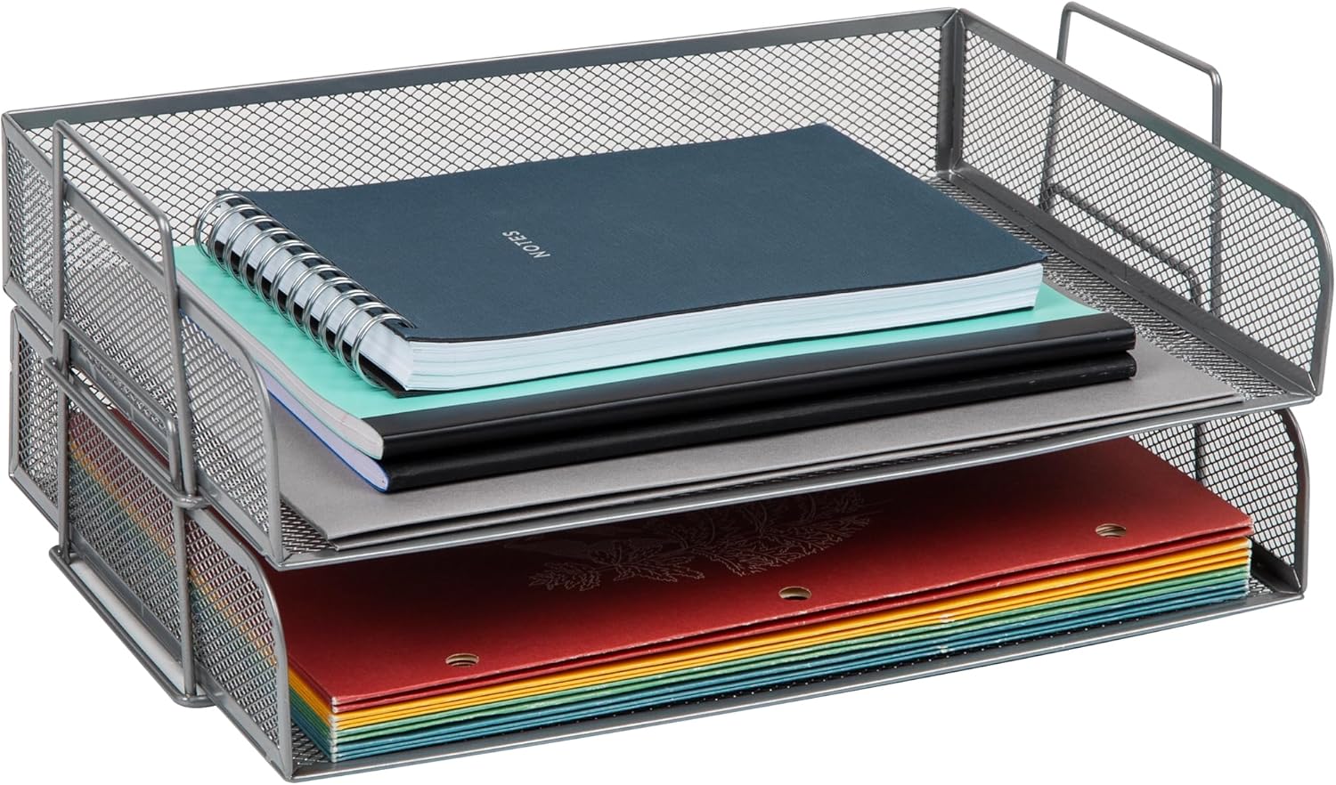 Mind Reader Stackable Paper Tray, Desktop Organizer, File Storage, Office, Metal Mesh - 9.8" x 6.3"