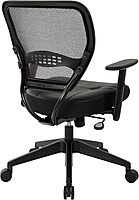 SPACE Seating Professional AirGrid Dark Back and Padded Black Eco Leather Seat, 2-to-1 Synchro Tilt Control, Adjustable Arms and Tilt Tension with Nylon Base Managers Chair