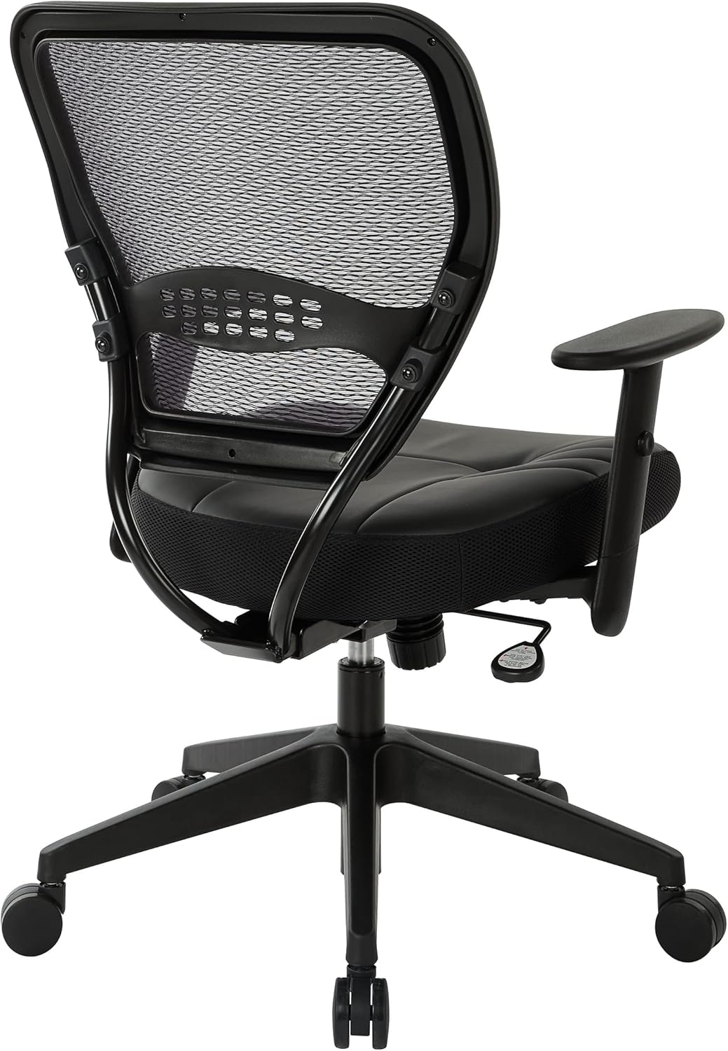 SPACE Seating Professional AirGrid Dark Back and Padded Black Eco Leather Seat, 2-to-1 Synchro Tilt Control