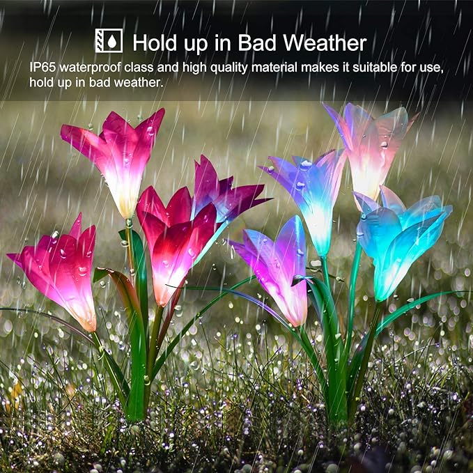 Lily Solar Flower Light - 7 Colour Changing (Red) - 2 Packs Lily Solar Flower Light - 7 Colour Changing (Red) - 2 Packs