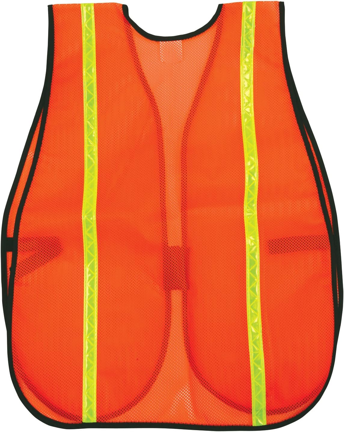 MCR Safety V211R Polyester Mesh General Purpose Safety Vest with 3/4-Inch Lime Reflective Stripe, Fluorescent Orange