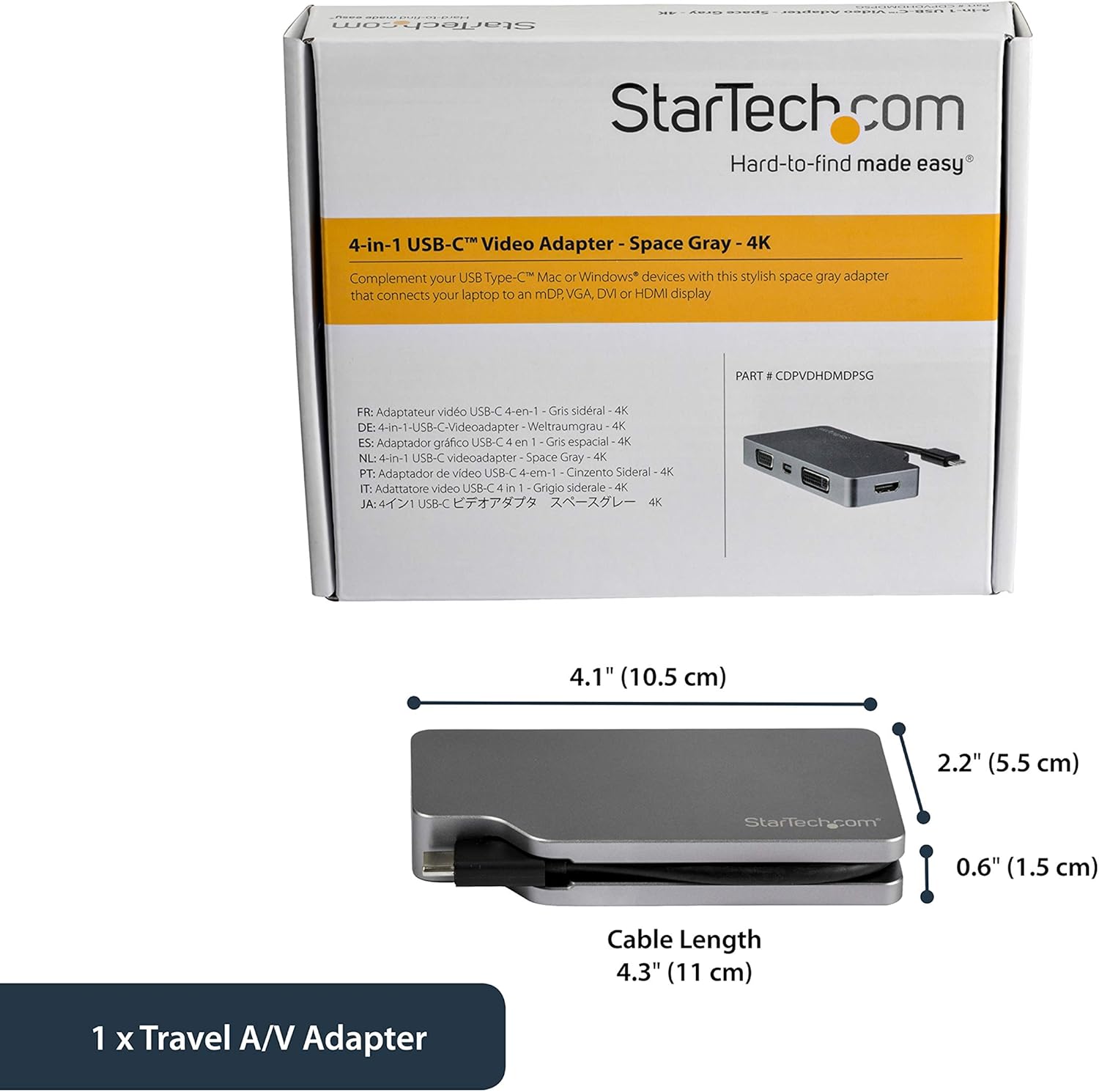 StarTech.com USB C Multiport Video Adapter with HDMI, VGA, Mini DisplayPort or DVI - or DVI (1080p)