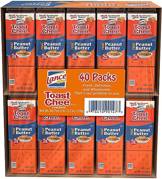 Lance Toast Chee Peanut Butter Crackers, Pack of 6, Box Of 40