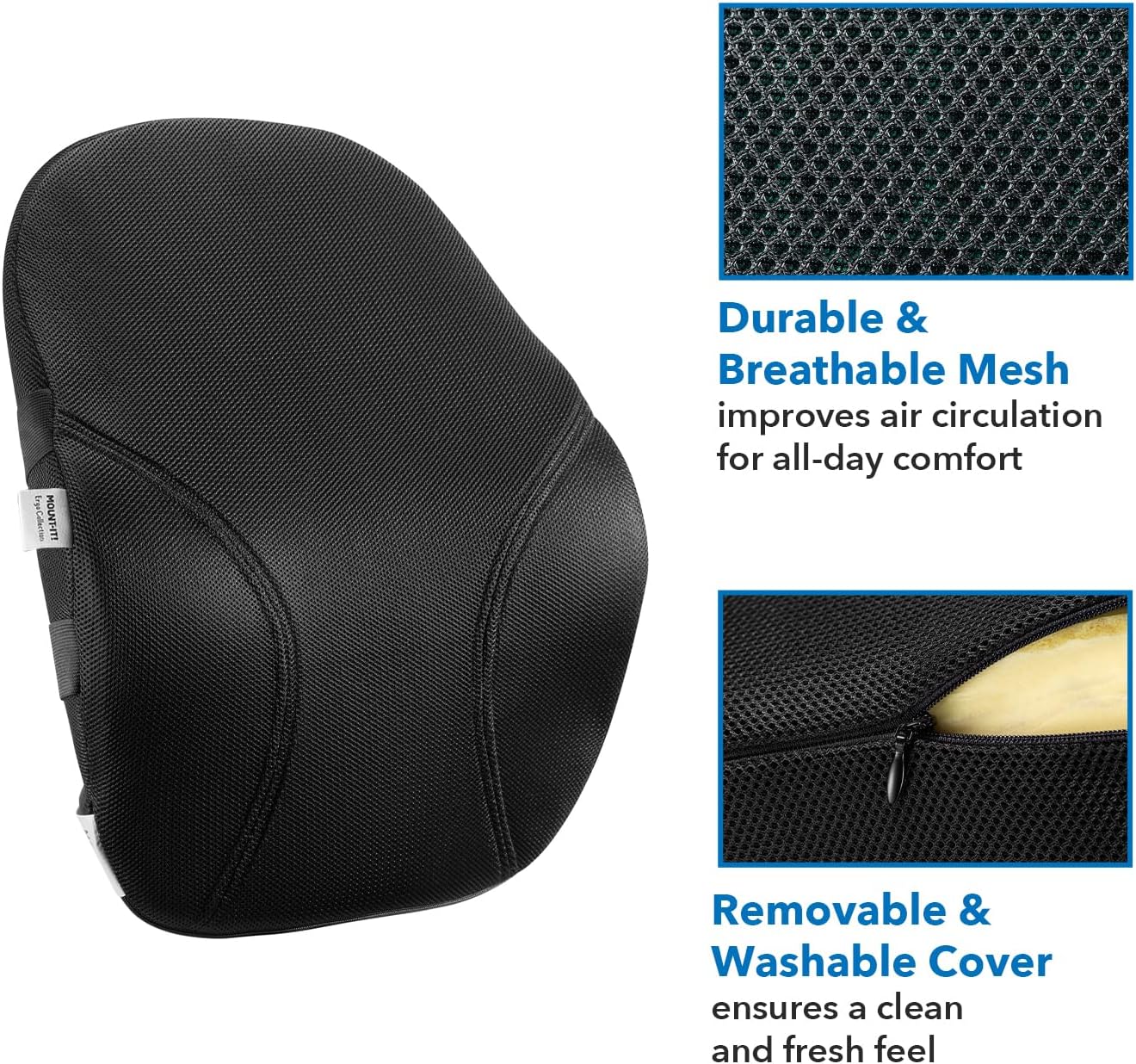 Mount-It! Office Chair Lumbar Support Cushion with Memory Foam