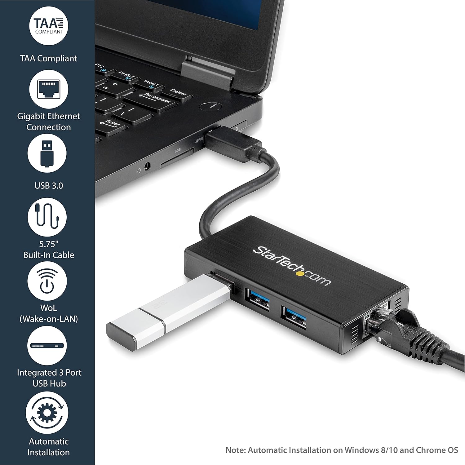 StarTech.com USB 3.0 to Gigabit Ethernet Adapter with USB 3.0 Hub