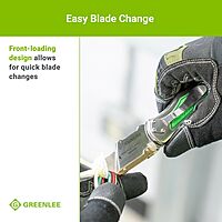 Greenlee 0652-22 8.9" Folding Utility Knife with Retractable 3-Position Serrated Blade, Silver/Green