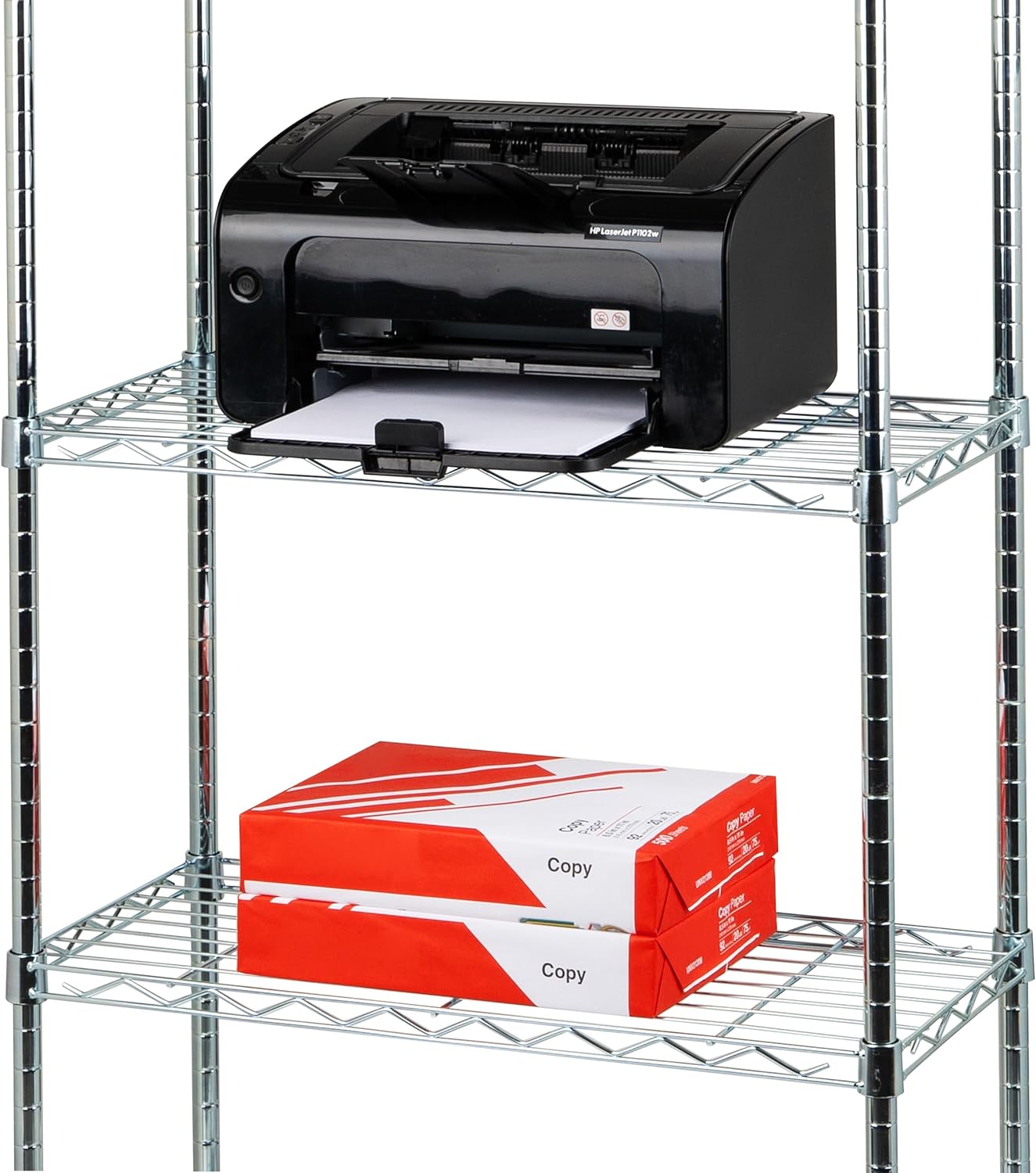 MIND READER 4-Tier Adjustable Metal Storage Shelf, Chrome