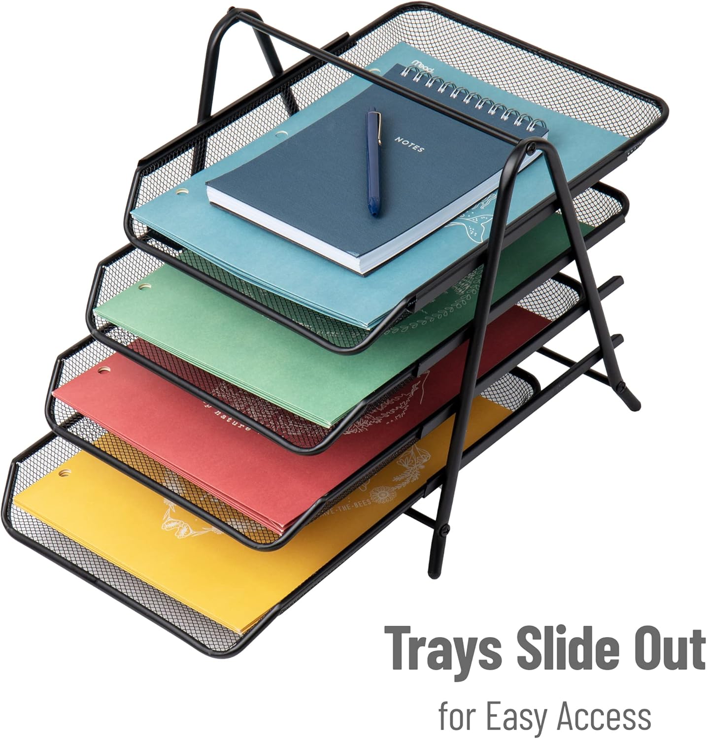 MIND READER 4-Tier Metal Mesh Paper Tray Desktop Organizer