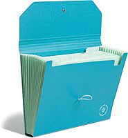 U Brands U-Eco 13 Pocket Poly Expandable File, 8.5" x 11", Brights, Protective Flap with Button/Elastic Closure