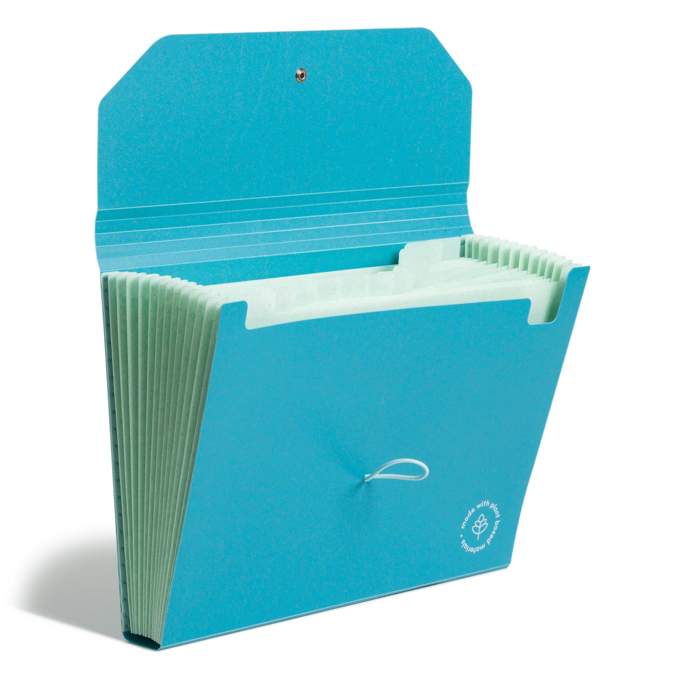 U Brands U-Eco 13 Pocket Poly Expandable File, 8.5" x 11", Brights, Protective Flap with Button/Elastic Closure