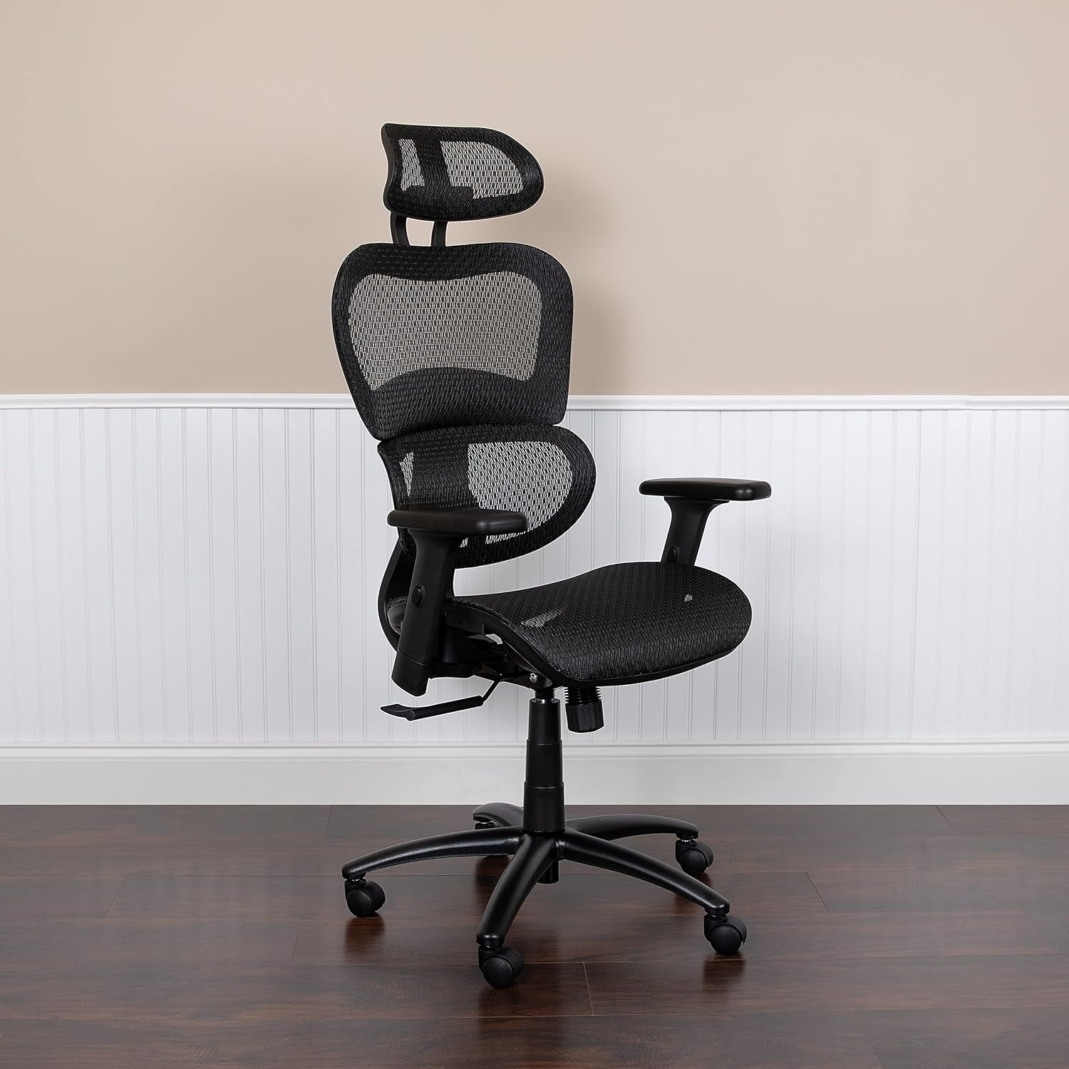 Flash Furniture LO Ergonomic Mesh Office Chair with 2-to-1 Synchro-Tilt, Adjustable Headrest, Lumbar Support