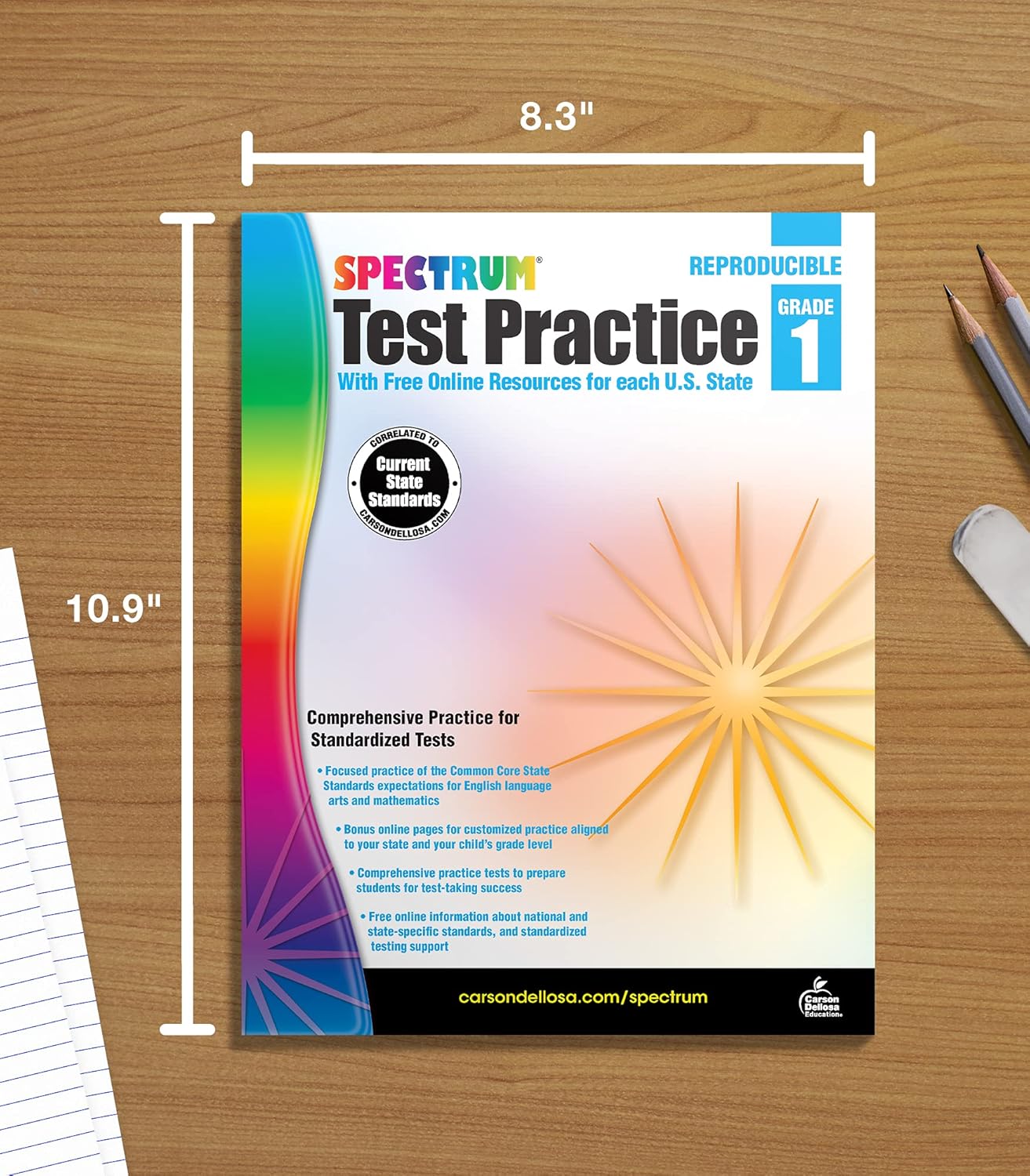 Spectrum Grade 1 Test Practice Workbooks, Ages 6 to 7, 1st Grade Test Practice Workbook, Math, Language Arts