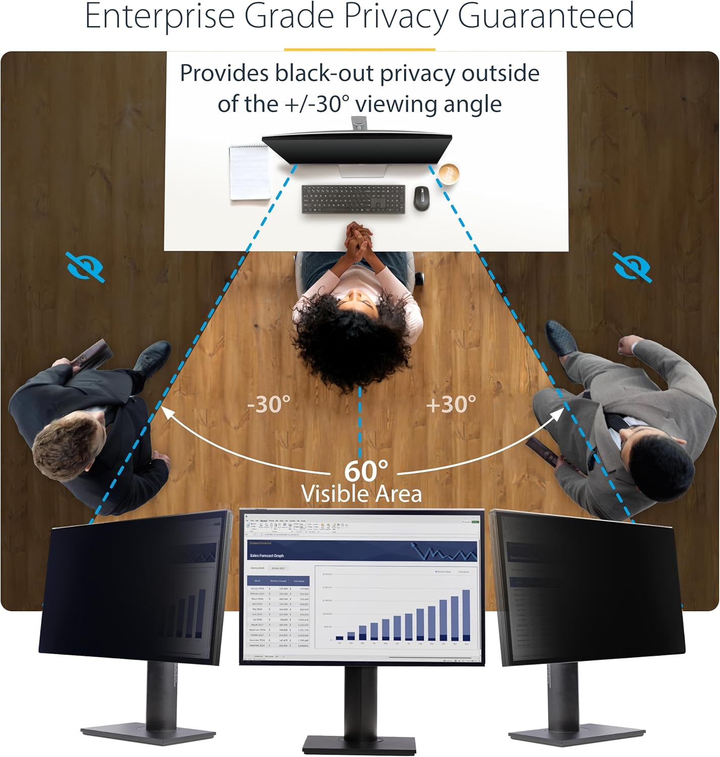 StarTech.com Hanging Acrylic Monitor Privacy Screen 16:9 ±30°