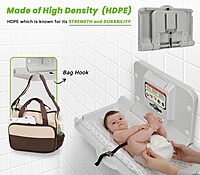 Alpine Wall Mounted Baby Changing Station - Horizontal Baby Changing Table Foldable Diaper Tables with Safety Strap