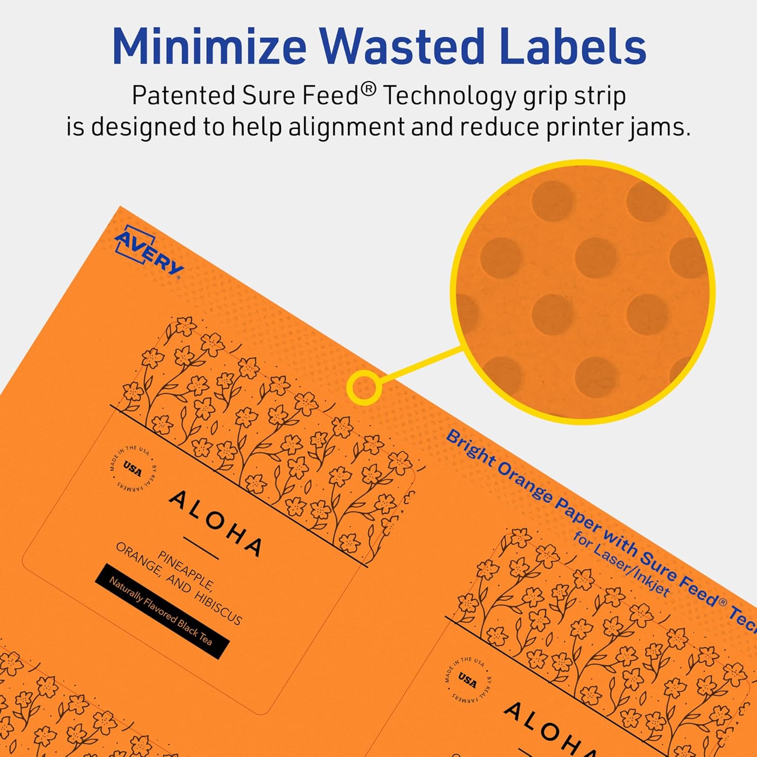 AVERY Printable Labels with Sure Feed Technology and Print-to-the-Edge