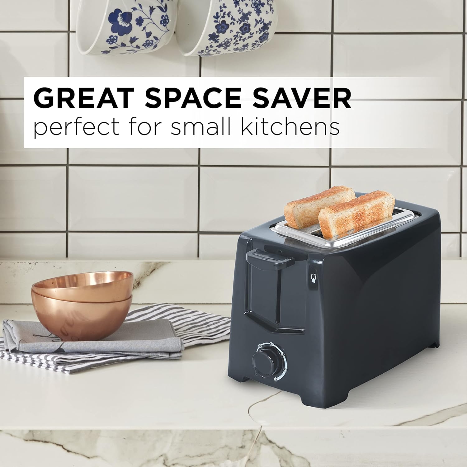 Commercial Chef 2-Slice Toaster, 6-1/2inH x 9-7/8inW x 5-13/16inD, Black