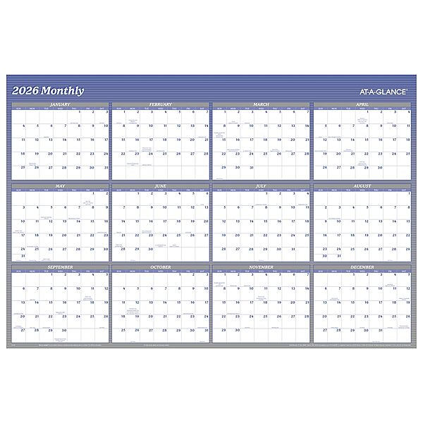 AT-A-GLANCE Reversible Vertical/Horizontal Erasable Wall Calendar, 48" x 32"