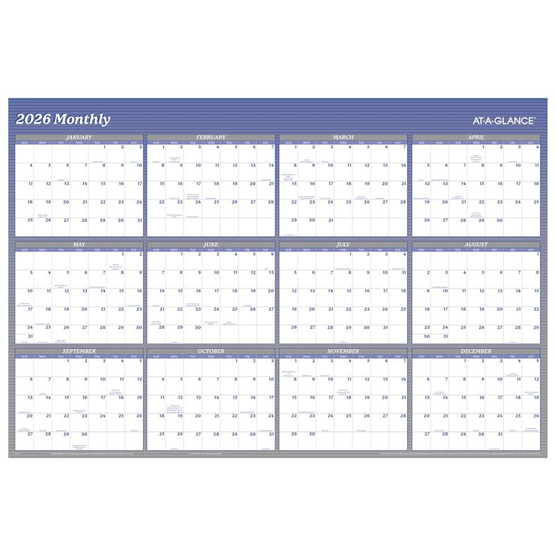 AT-A-GLANCE Reversible Vertical/Horizontal Erasable Wall Calendar, 48" x 32"